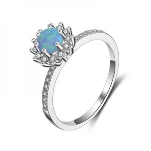 JZ124 Sterling silver engagement ring opal ring